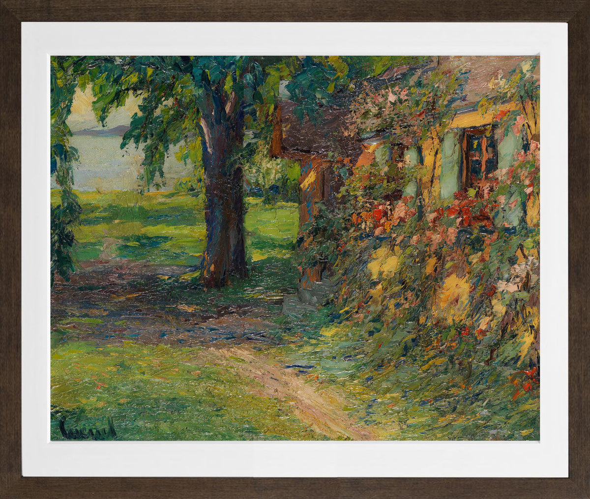 Edward Cucuel Print, The artist’s house on Lake Starnberg (1920) in a brown frame