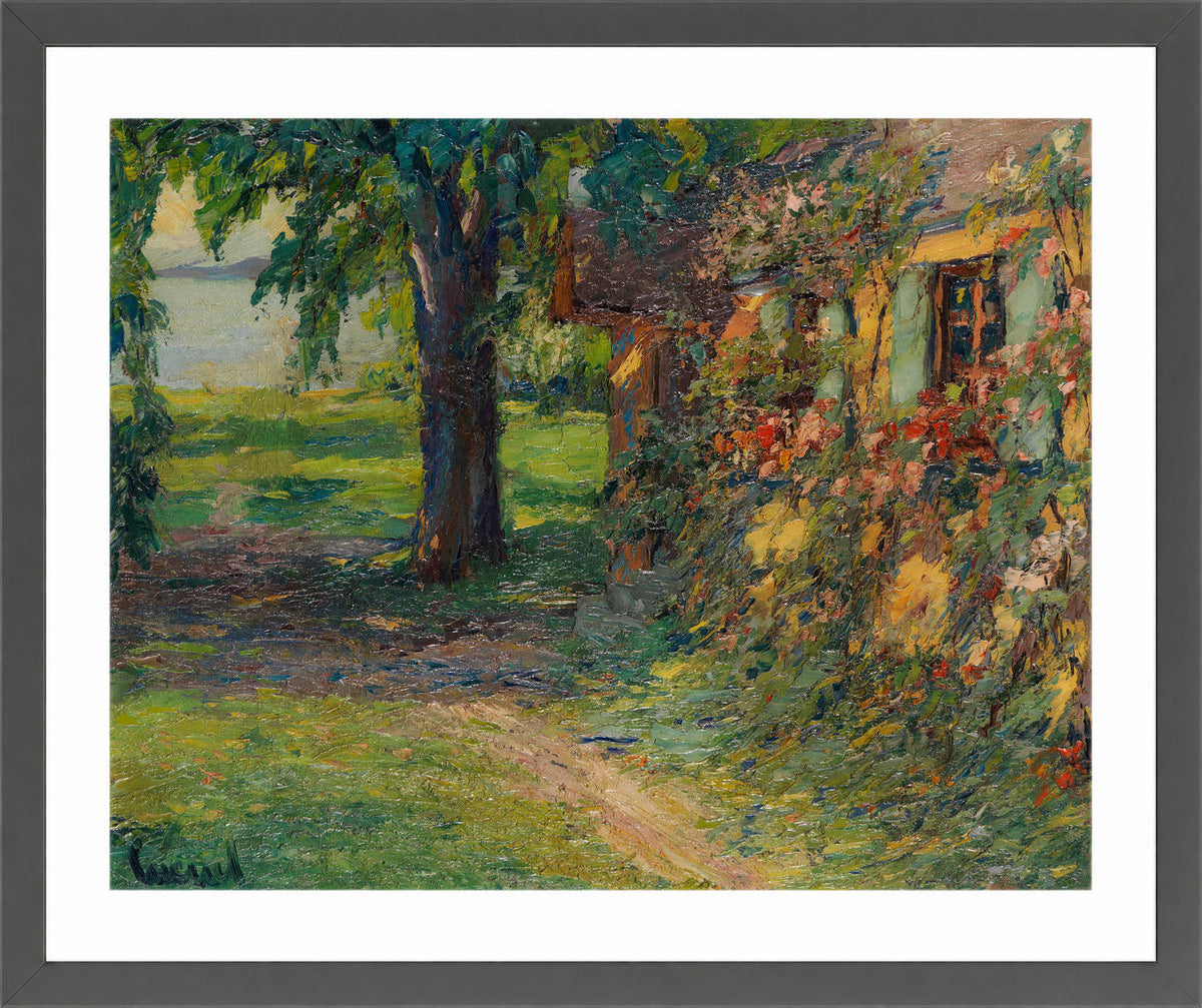 Edward Cucuel Print, The artist’s house on Lake Starnberg (1920) in a dark grey frame