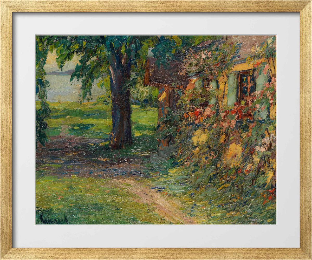 Edward Cucuel Print, The artist’s house on Lake Starnberg (1920) in a gold frame