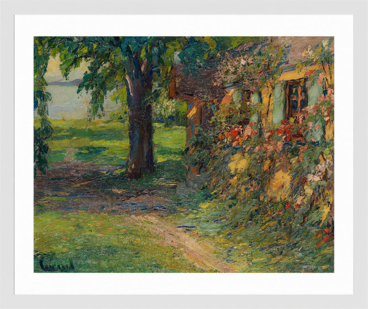 Edward Cucuel Print, The artist’s house on Lake Starnberg (1920) in a white frame