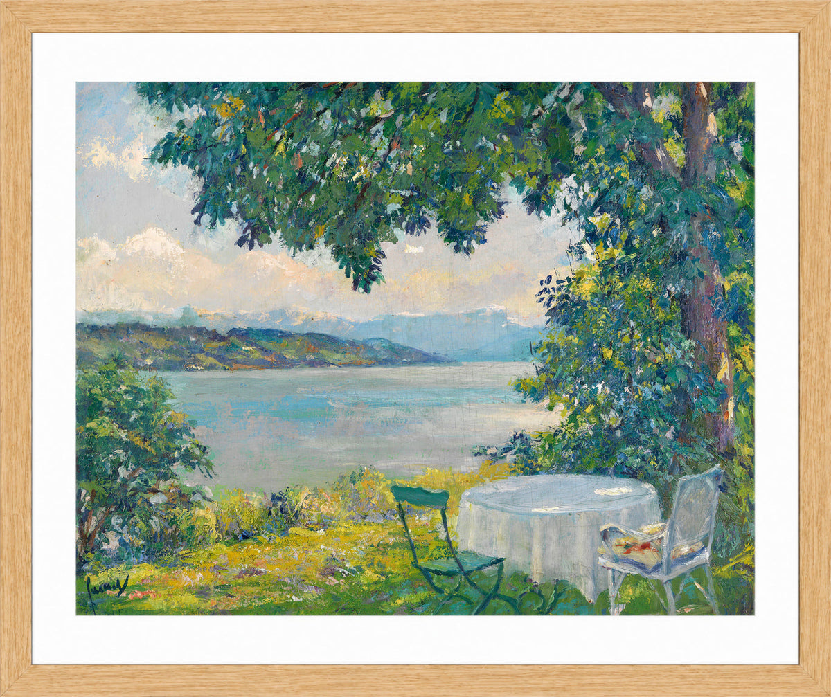 Edward Cucuel Print, View of Lake Starnberg (1920-30) in an oak frame
