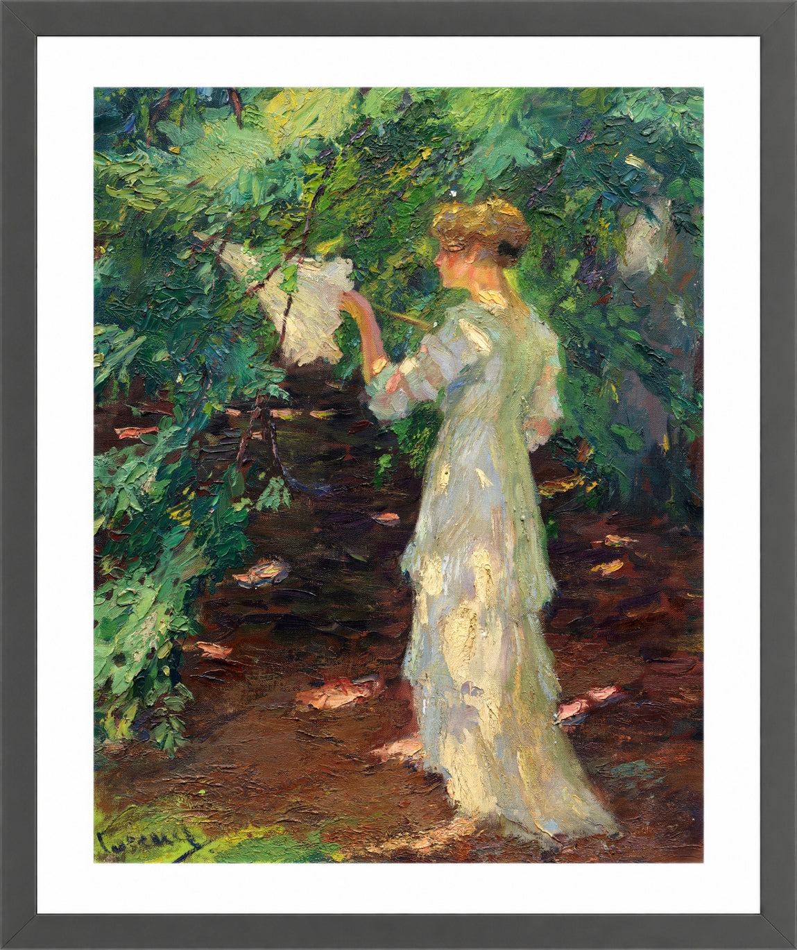 Edward Cucuel Print, Waldschatten (1910-20) in a dark grey frame