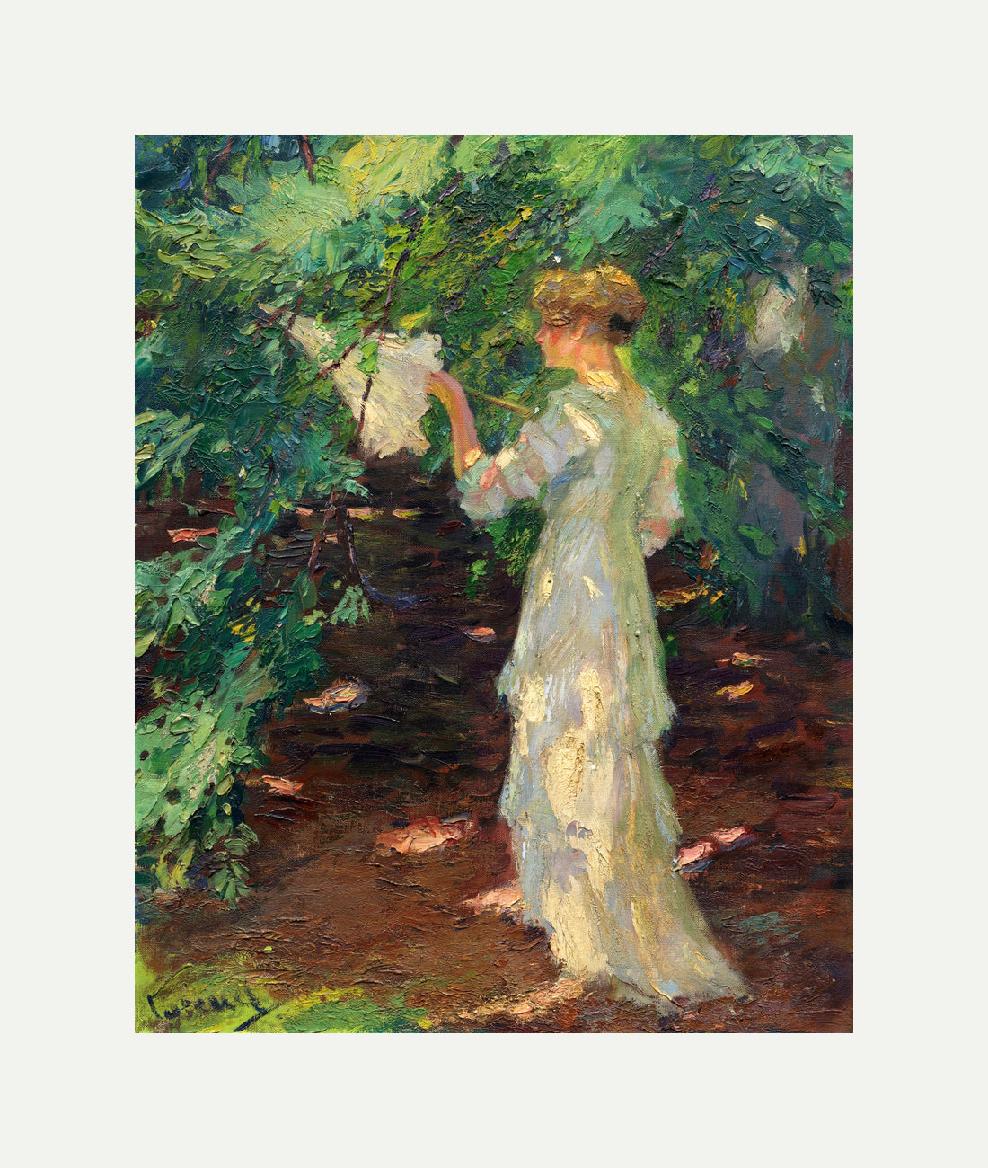 Edward Cucuel Print, Waldschatten (1910-20) with an off-white border for rolled canvas