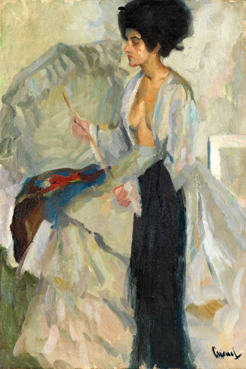 Edward Cucuel Print, Woman in the studio (1915) as an unframed print