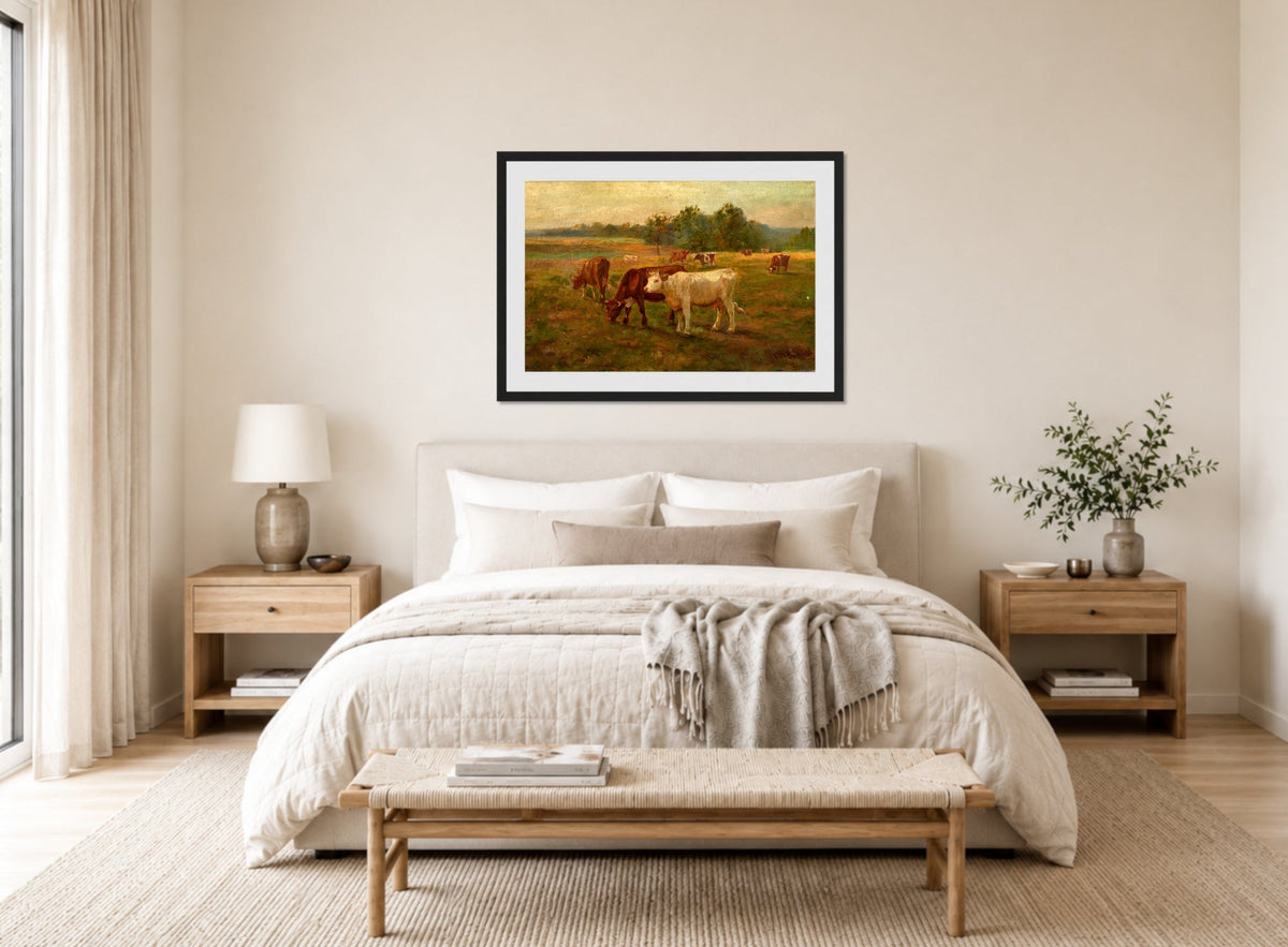 Edward Mitchell Bannister Print, Cows — bedroom