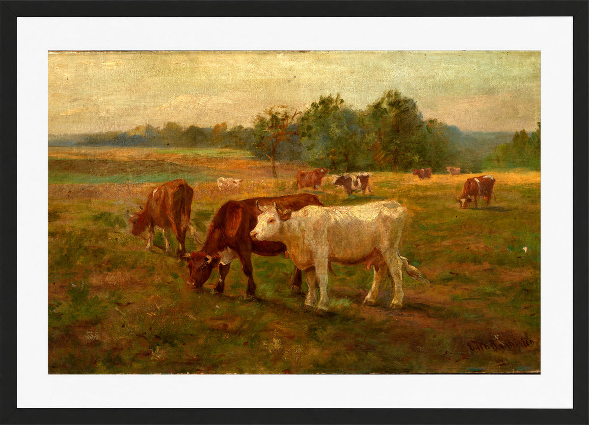 Edward Mitchell Bannister Print, Cows — black frame