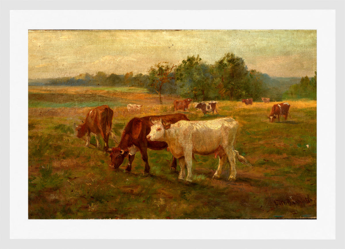 Edward Mitchell Bannister Print, Cows — white frame