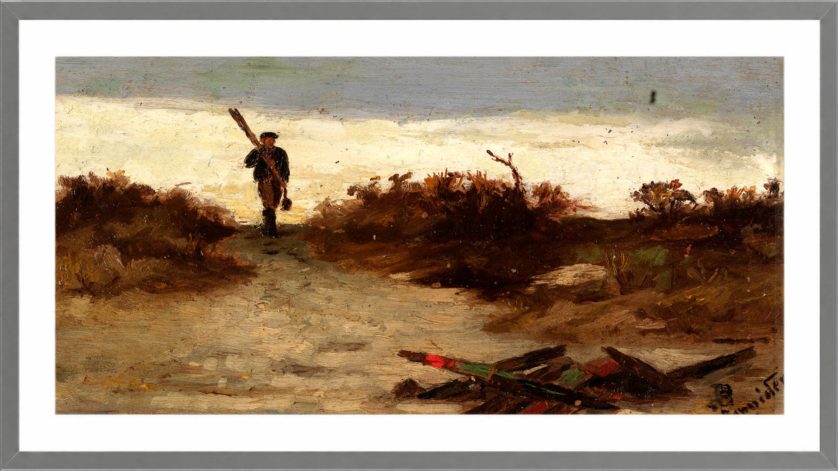 Edward Mitchell Bannister Print, Fisherman by Water (1886) — light grey frame