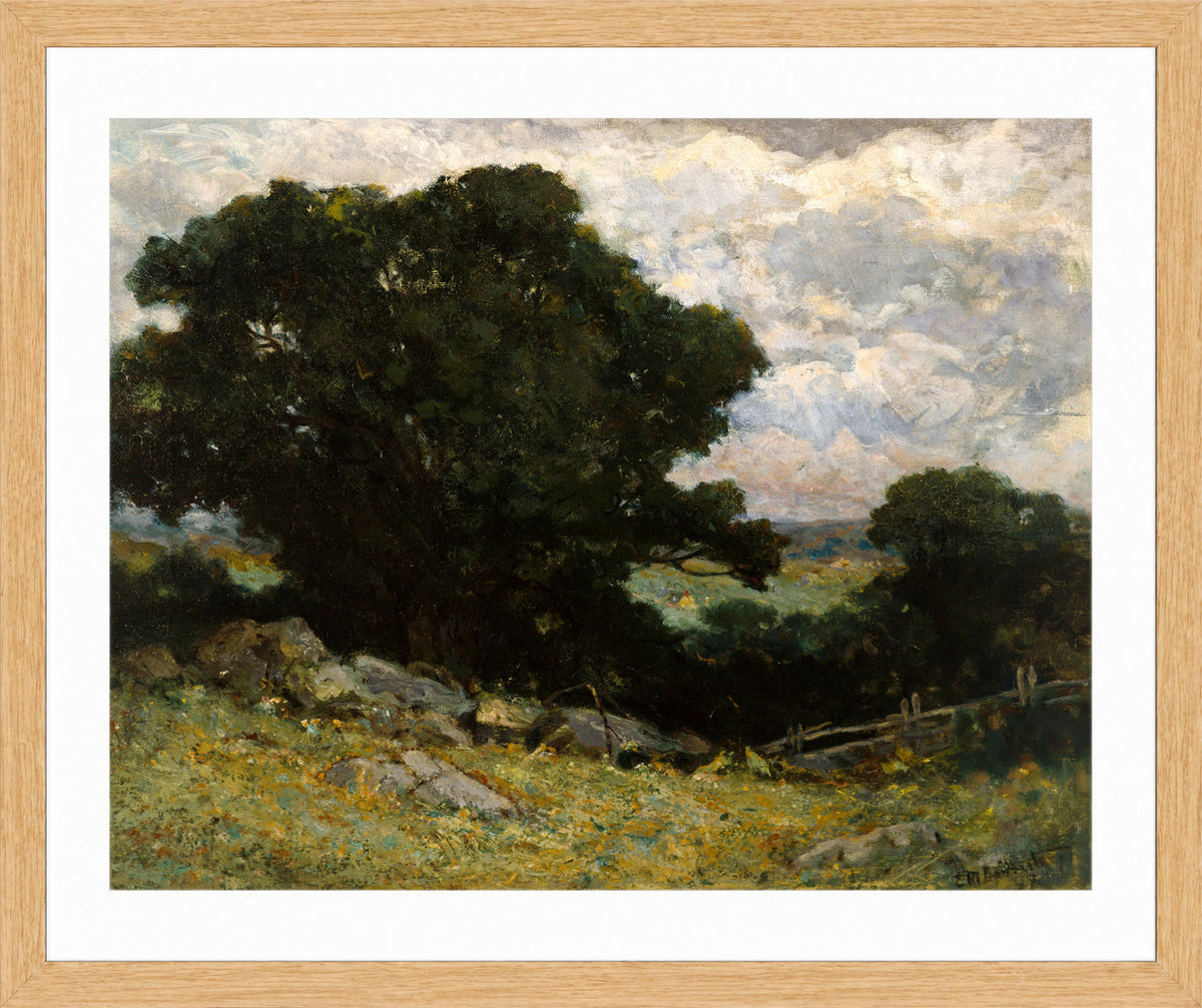 Edward Mitchell Bannister Print, Landscape — oak frame