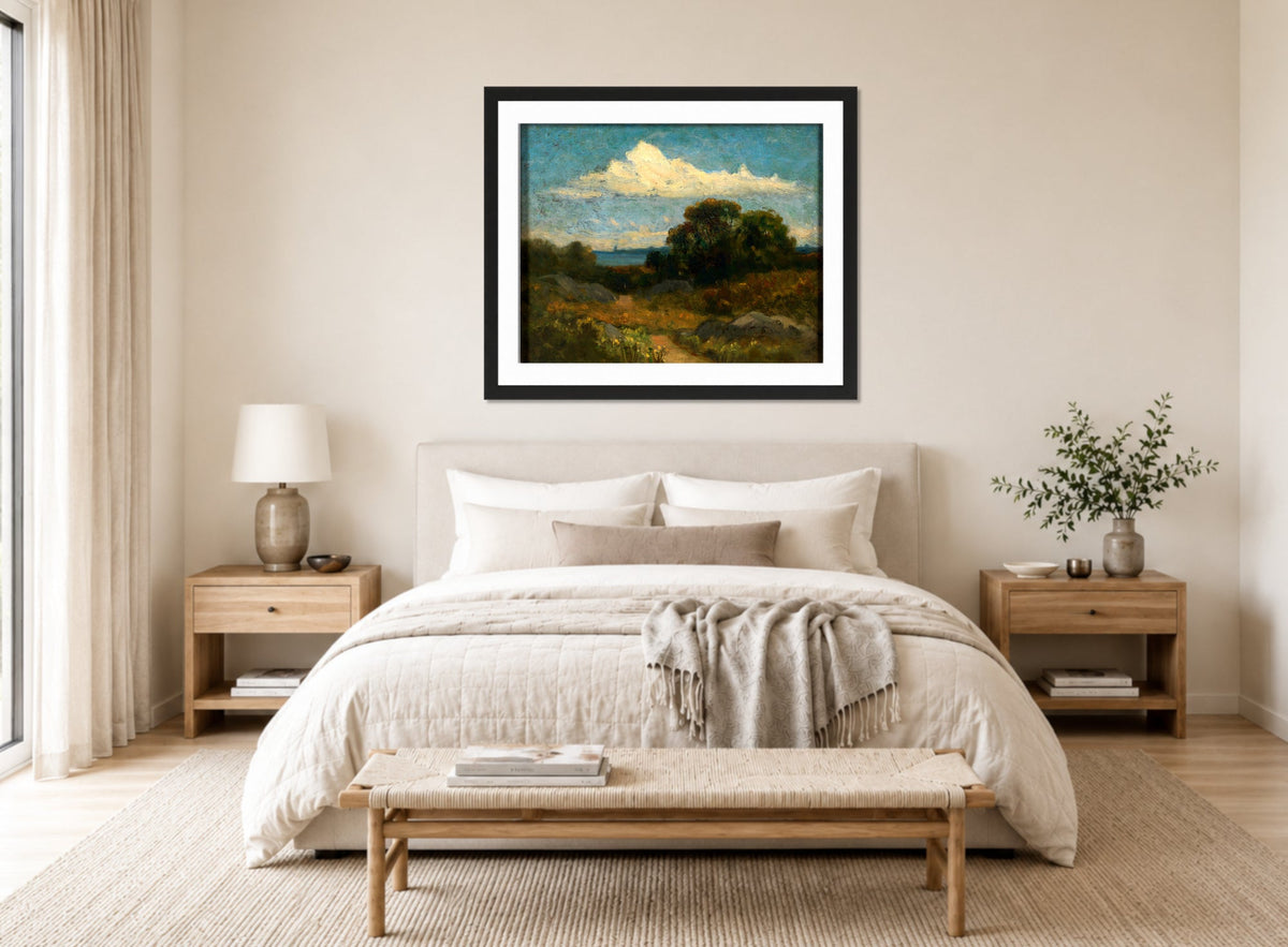 Edward Mitchell Bannister Print, Landscape (Trees and Rocks by a Lake) — bedroom
