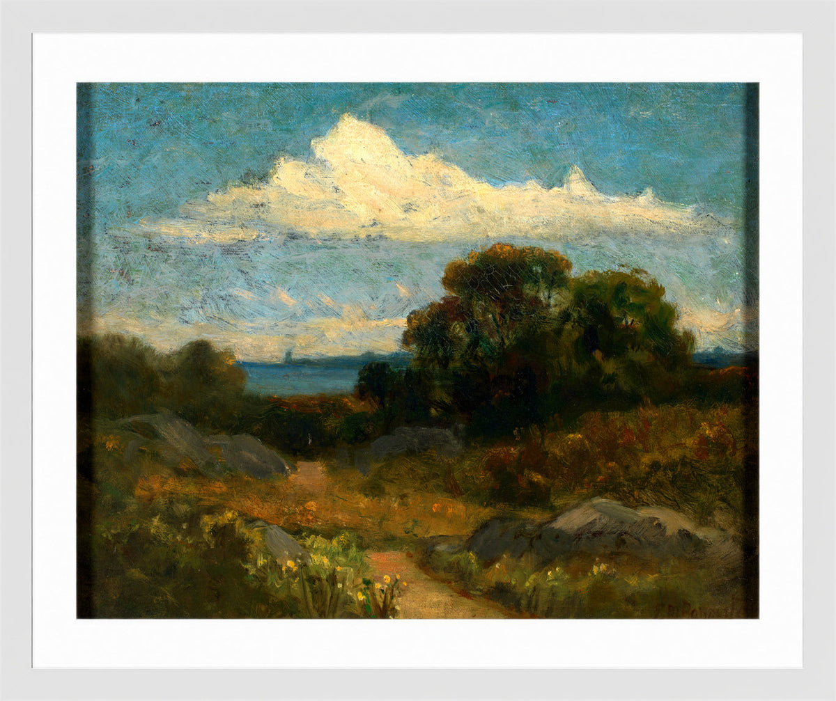 Edward Mitchell Bannister Print, Landscape (Trees and Rocks by a Lake) — white frame