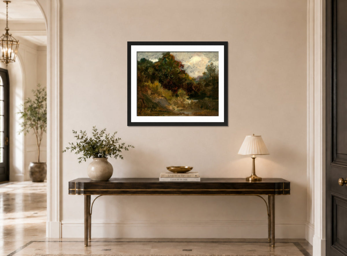 Edward Mitchell Bannister Print, Landscape (Trees) — hallway