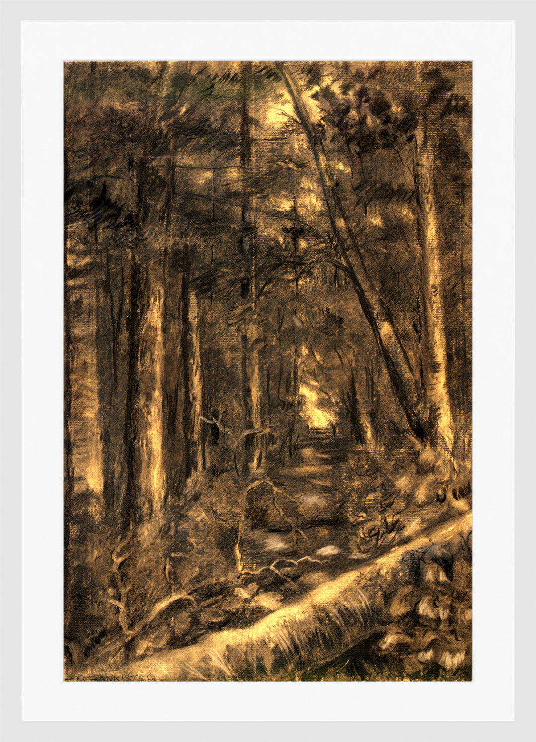 Edward Mitchell Bannister Print, Landscape with Path through Forest (after 1870) — white frame