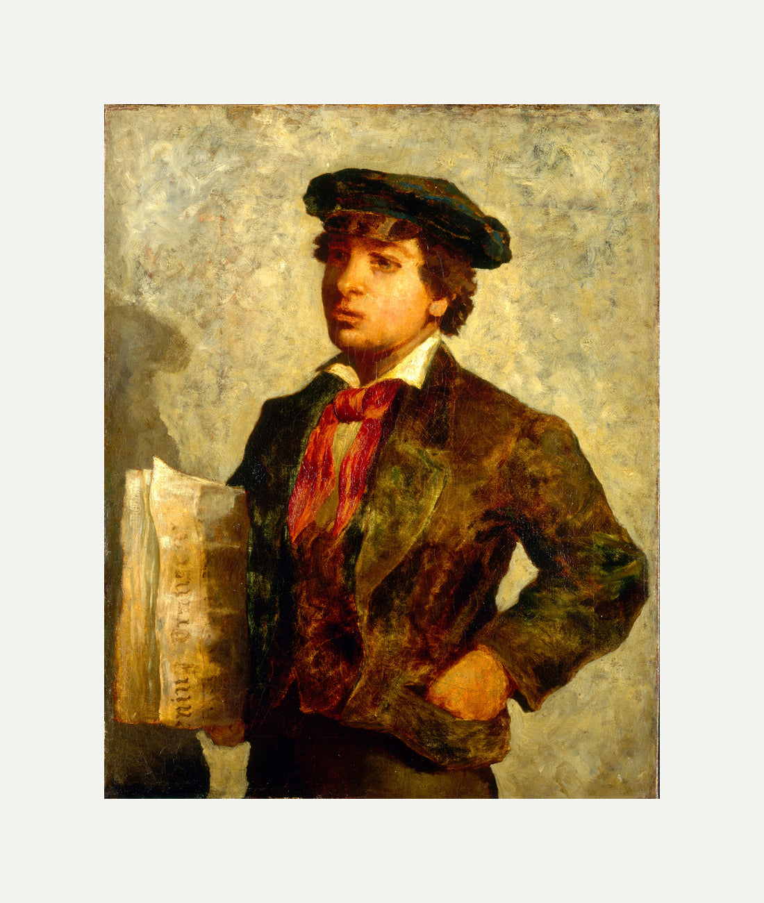 Edward Mitchell Bannister Print, Newspaper Boy (1869) — rolled canvas