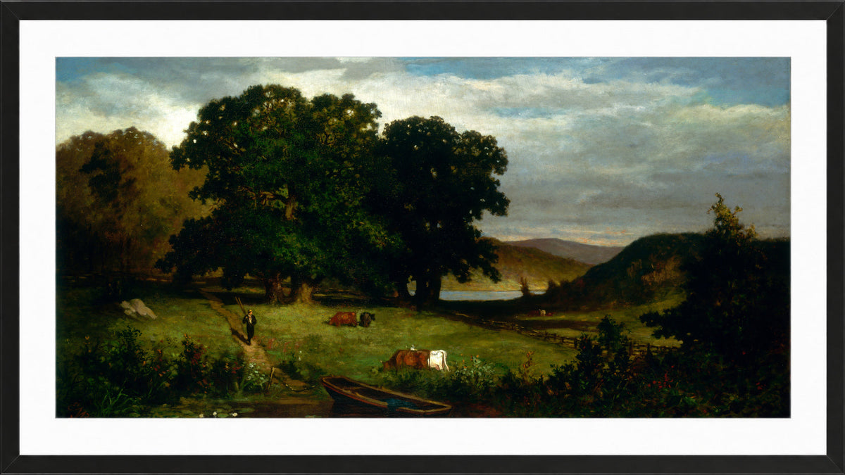 Edward Mitchell Bannister Print, Oak Trees (1876) β black frame