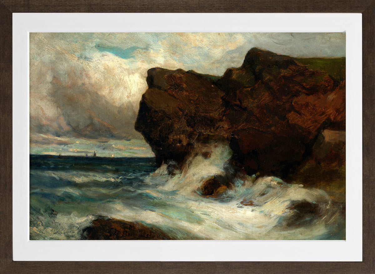 Edward Mitchell Bannister Print, Ocean Cliffs (1881) — brown frame