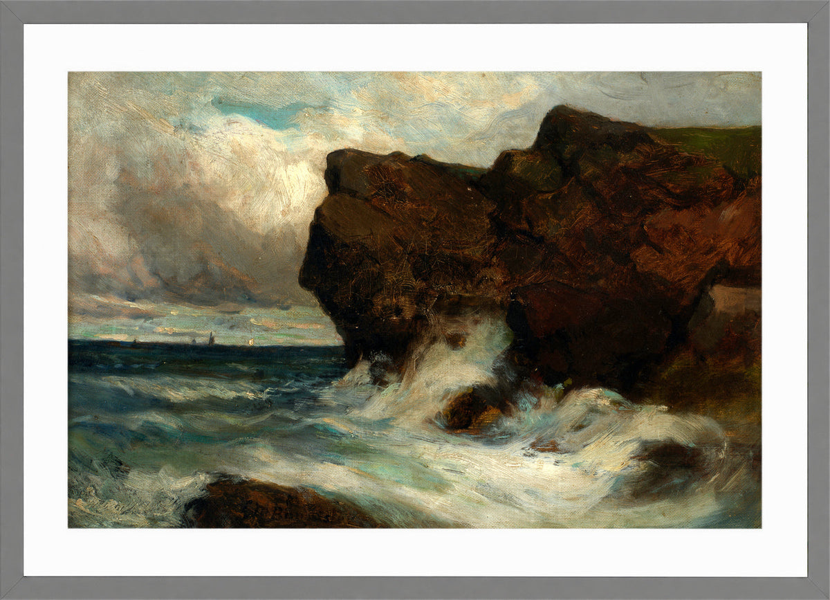 Edward Mitchell Bannister Print, Ocean Cliffs (1881) — light grey frame