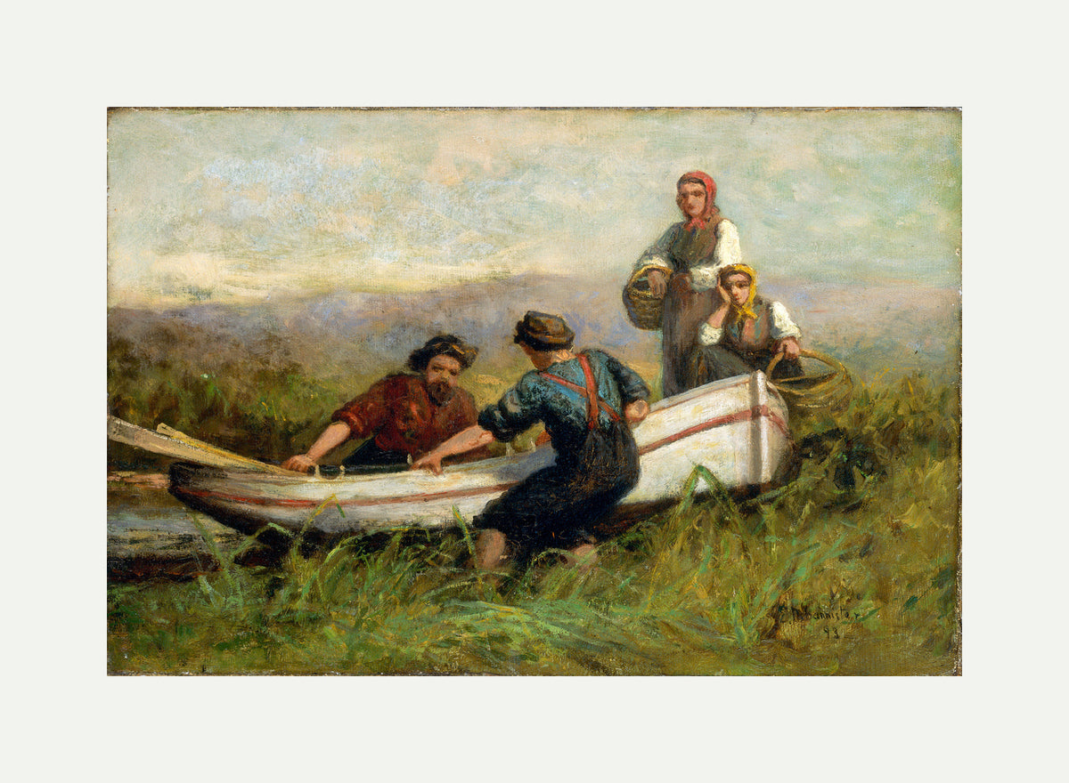 Edward Mitchell Bannister Print, People Near Boat (1893) — rolled canvas