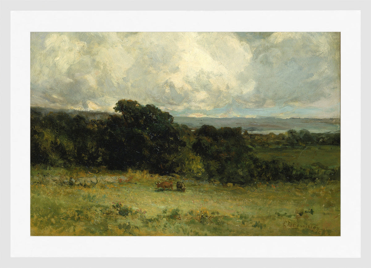 Edward Mitchell Bannister Print, Pleasant Pastures (1887) — white frame