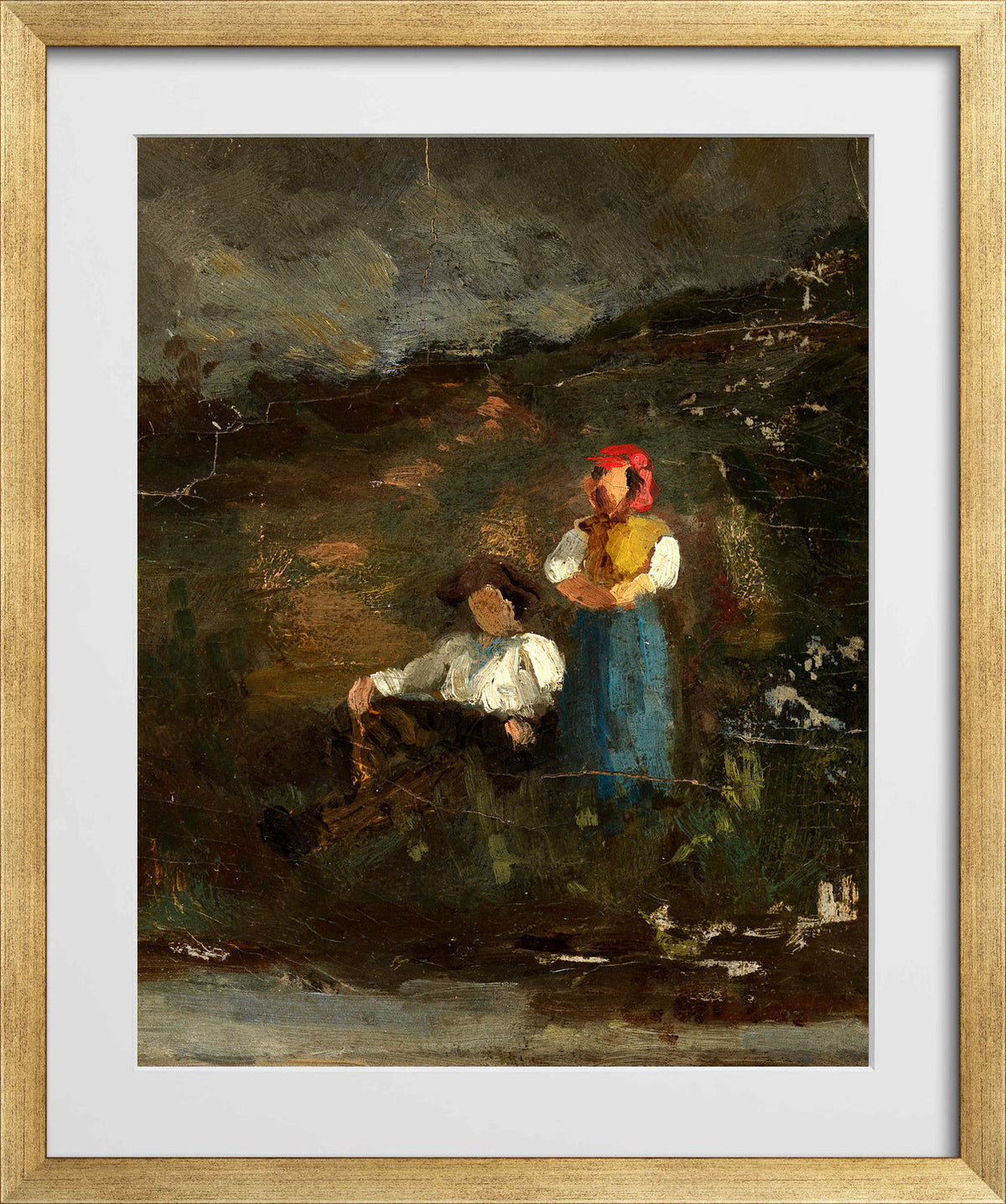 Edward Mitchell Bannister Print, Repose — gold frame