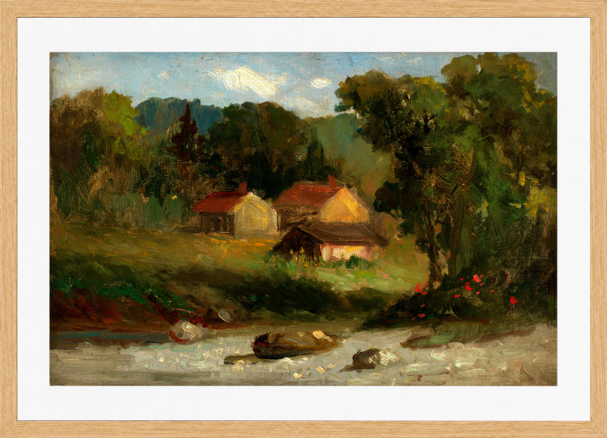 Edward Mitchell Bannister Print, Rocky Farm, Newport (1891) — oak frame
