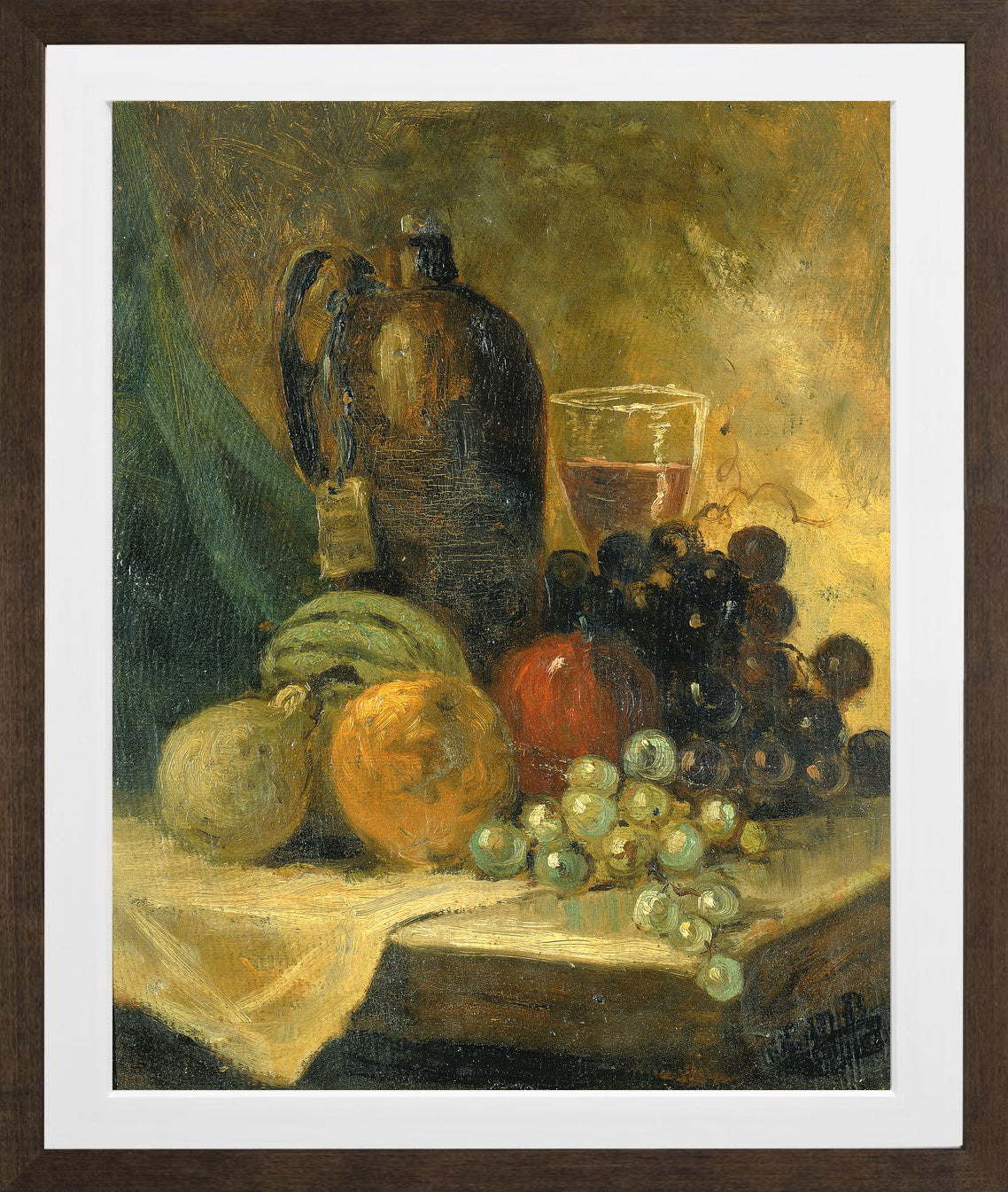 Edward Mitchell Bannister Print, Still Life — brown frame