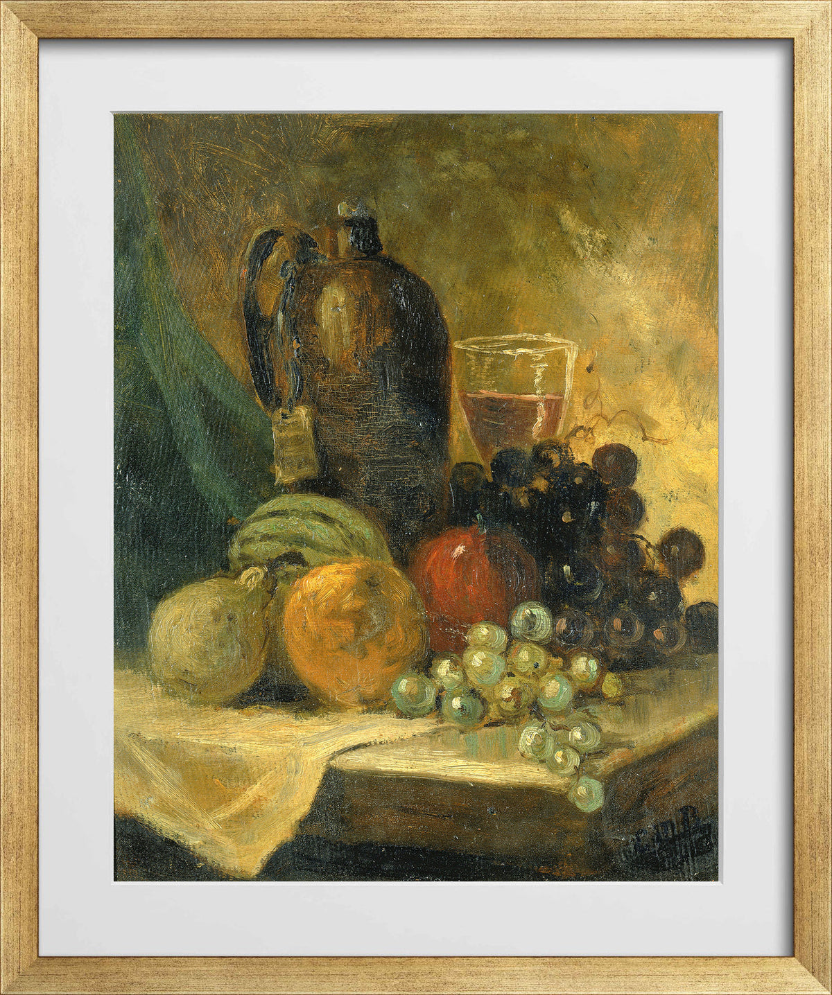 Edward Mitchell Bannister Print, Still Life — gold frame