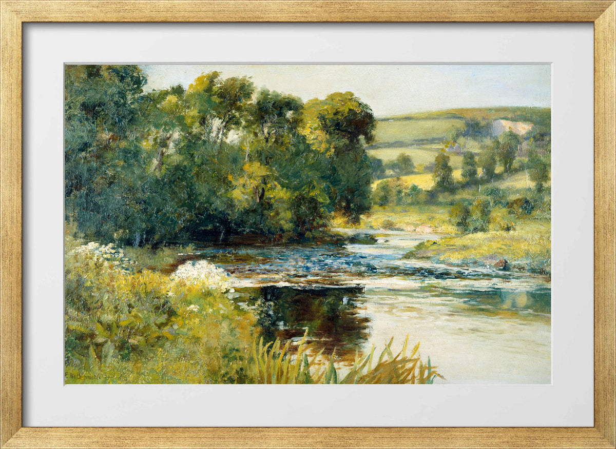 Edward Mitchell Bannister Print, Streamside — gold frame