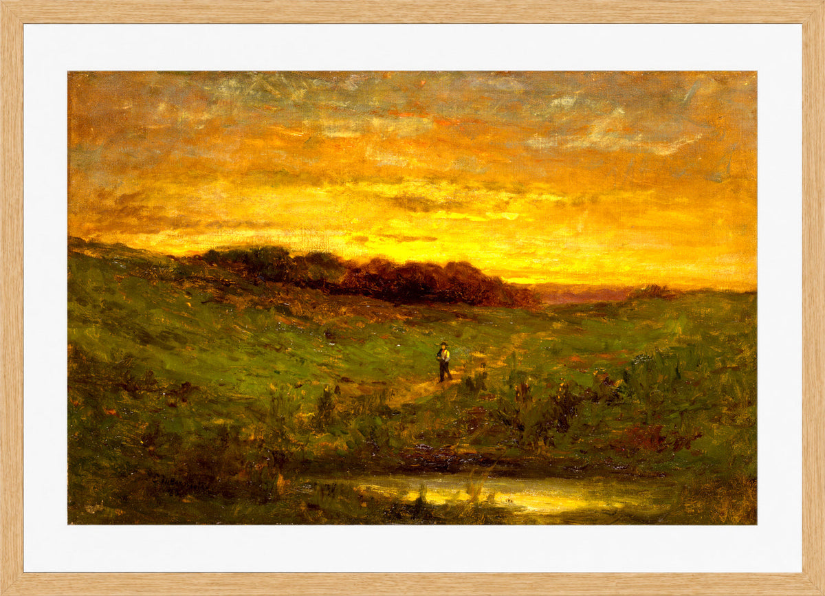 Edward Mitchell Bannister Print, Sunset (1883) β oak frame
