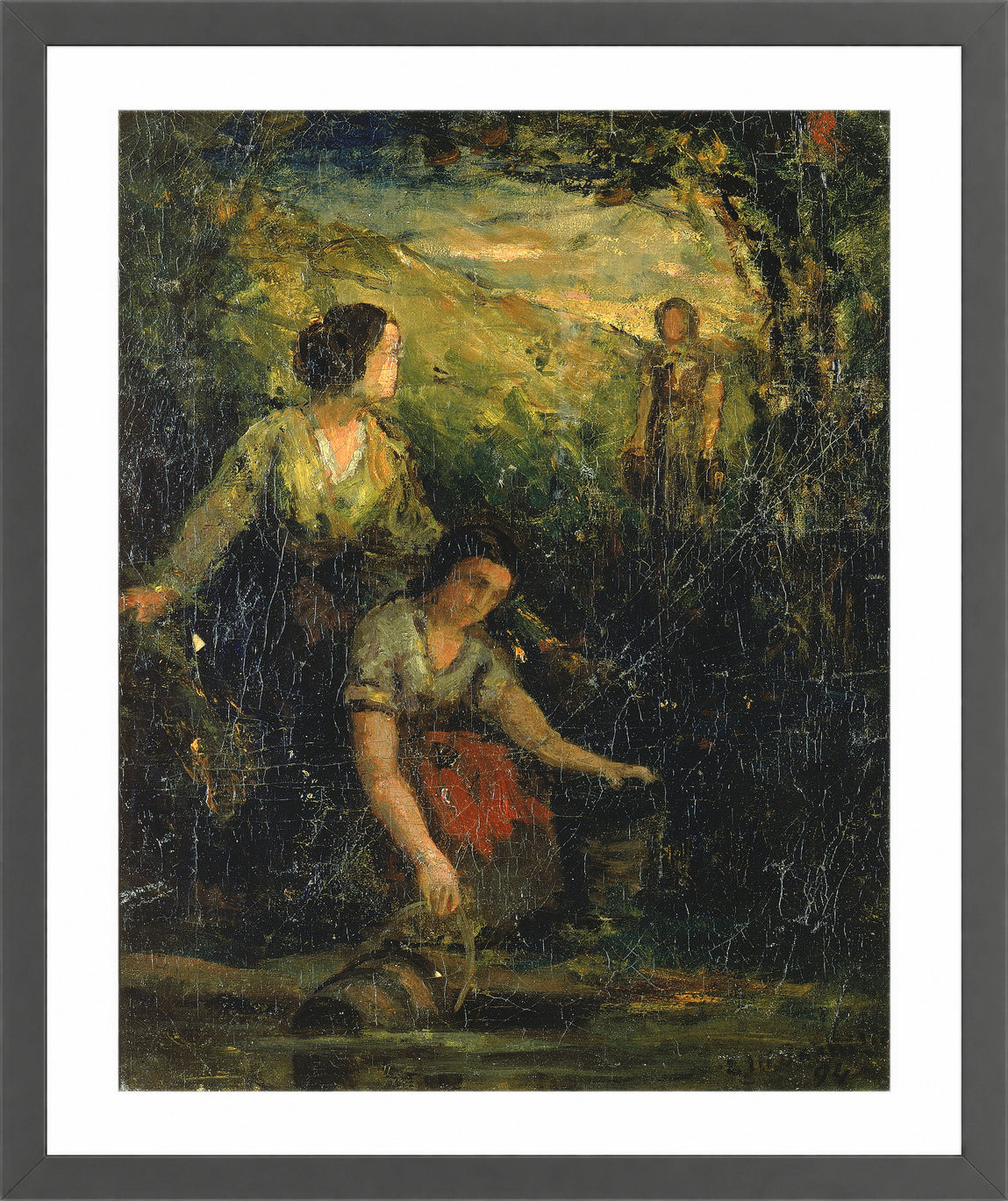Edward Mitchell Bannister Print, The Drinking Pool (Three Women at Water) (1894) — dark grey frame
