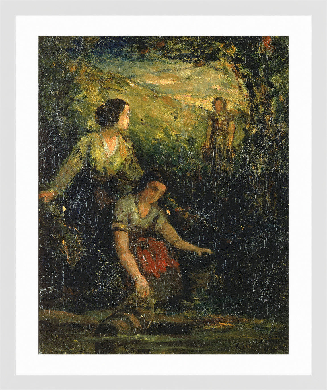 Edward Mitchell Bannister Print, The Drinking Pool (Three Women at Water) (1894) — white frame