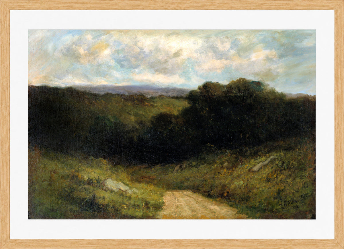 Edward Mitchell Bannister Print, The Road to the Valley — oak frame