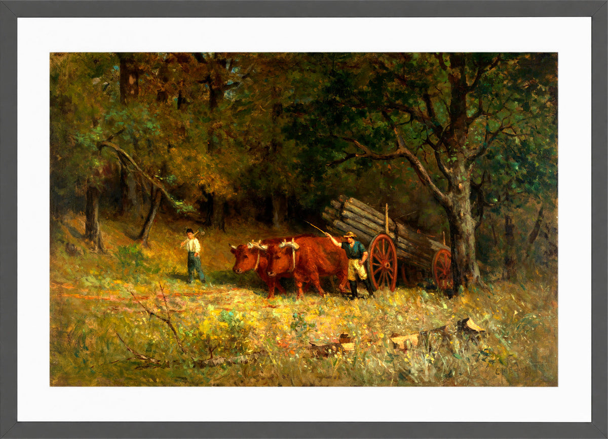Edward Mitchell Bannister Print, Untitled (Boy and Man with Oxen) (1891) — dark grey frame