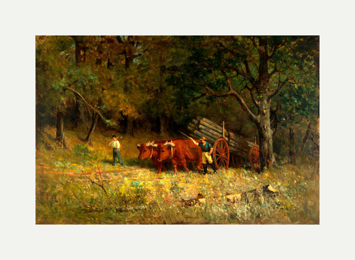 Edward Mitchell Bannister Print, Untitled (Boy and Man with Oxen) (1891) — rolled canvas