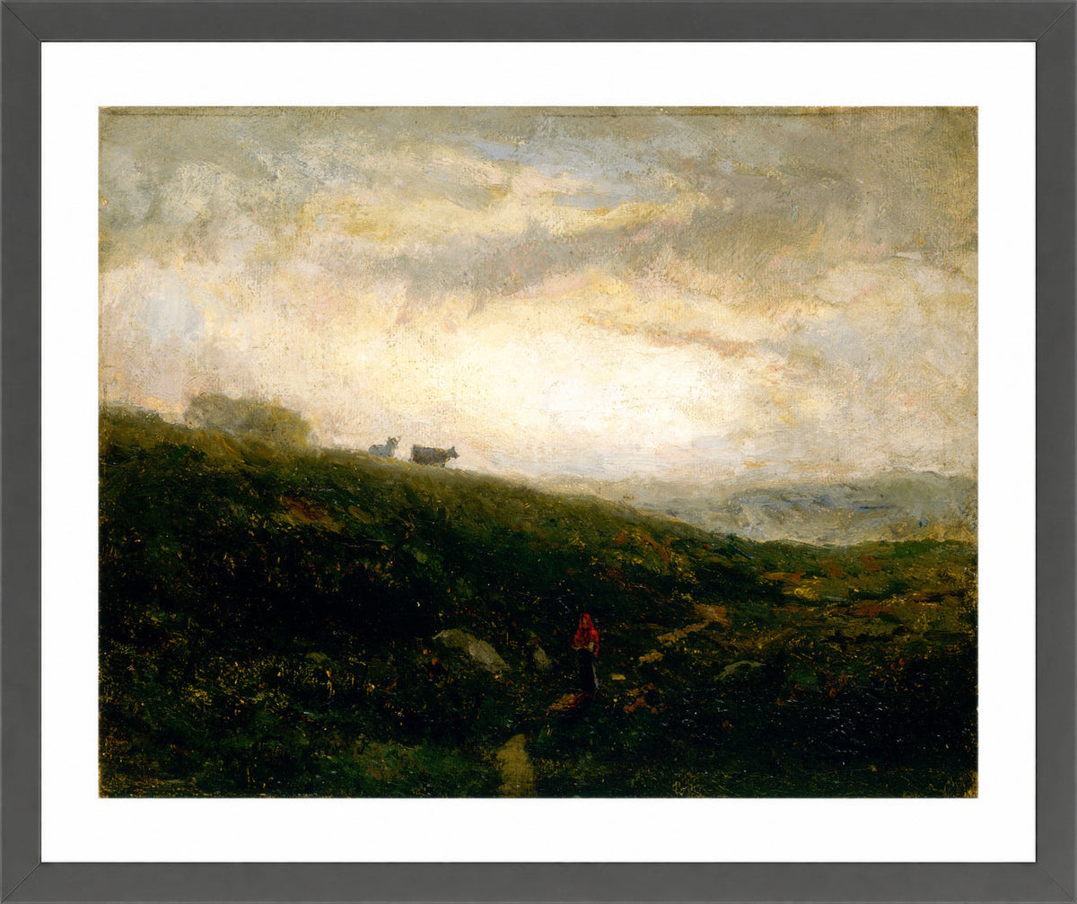 Edward Mitchell Bannister Print, Untitled (Cows Descending a Hillside) (1881) — dark grey frame