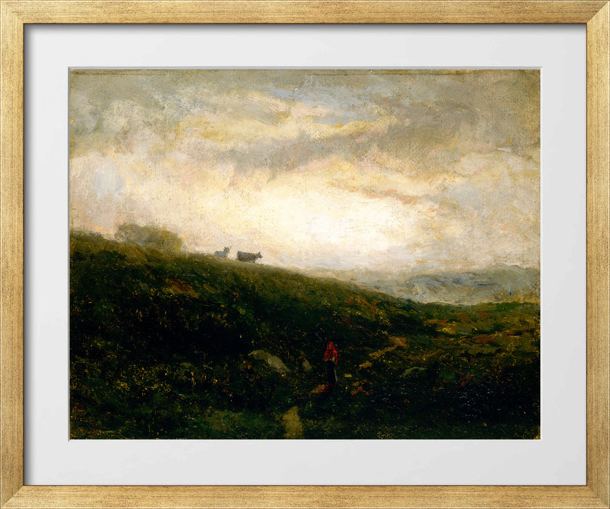 Edward Mitchell Bannister Print, Untitled (Cows Descending a Hillside) (1881) — gold frame