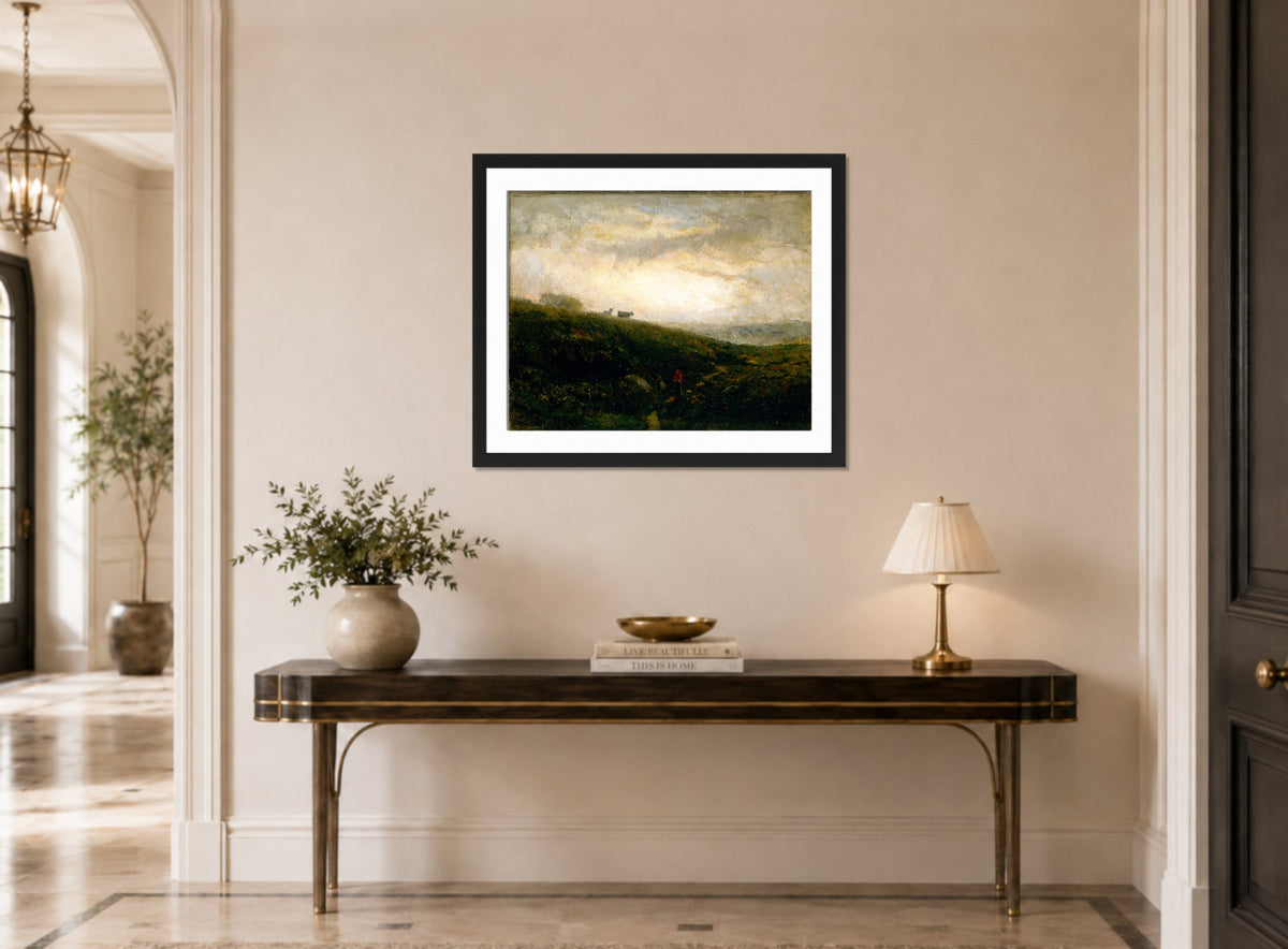 Edward Mitchell Bannister Print, Untitled (Cows Descending a Hillside) (1881) — hallway