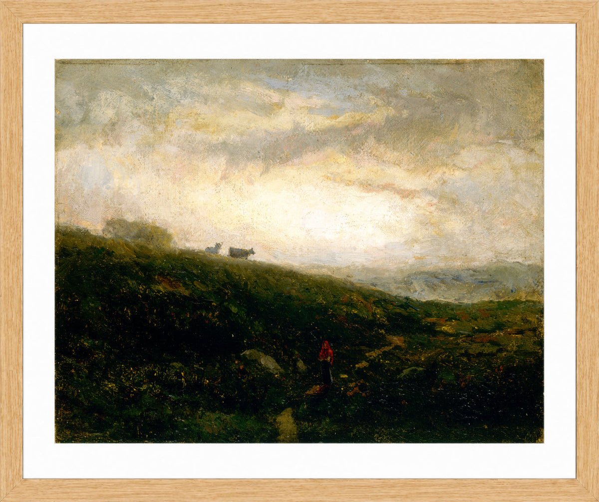 Edward Mitchell Bannister Print, Untitled (Cows Descending a Hillside) (1881) — oak frame