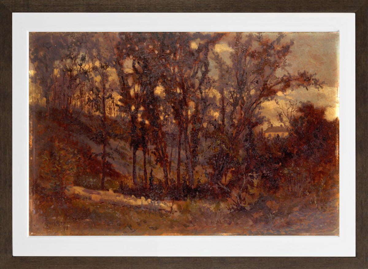Edward Mitchell Bannister Print, Untitled (Forest Scene with a Fallen Tree) (1873) — brown frame
