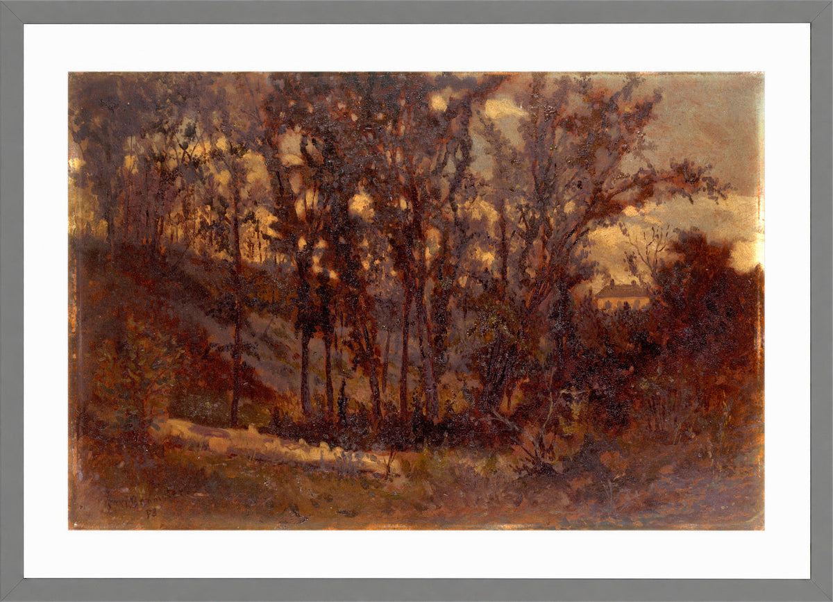 Edward Mitchell Bannister Print, Untitled (Forest Scene with a Fallen Tree) (1873) — light grey frame
