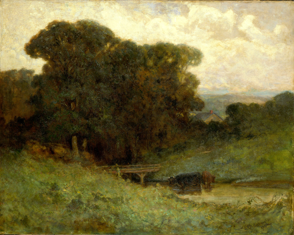 Edward Mitchell Bannister Print, Untitled (Forest Bridge and Cows) (1897) — unframed
