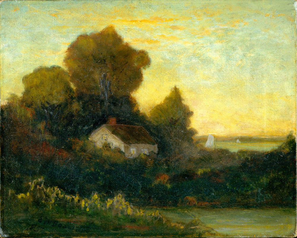 Edward Mitchell Bannister Print, Untitled (House in Woods near a Lake) (1895) — unframed