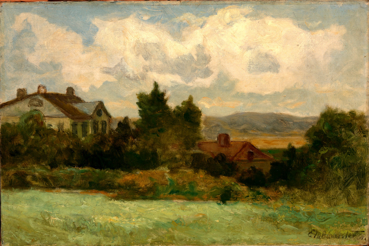 Edward Mitchell Bannister Print, Untitled (Houses and Trees) (1898) — unframed