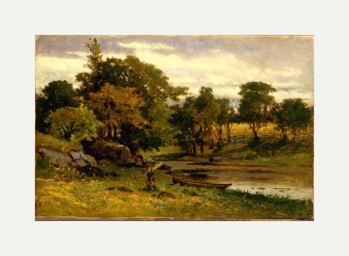 Edward Mitchell Bannister Print, Untitled (Boat and Man beside a Stream) (1879) — rolled canvas