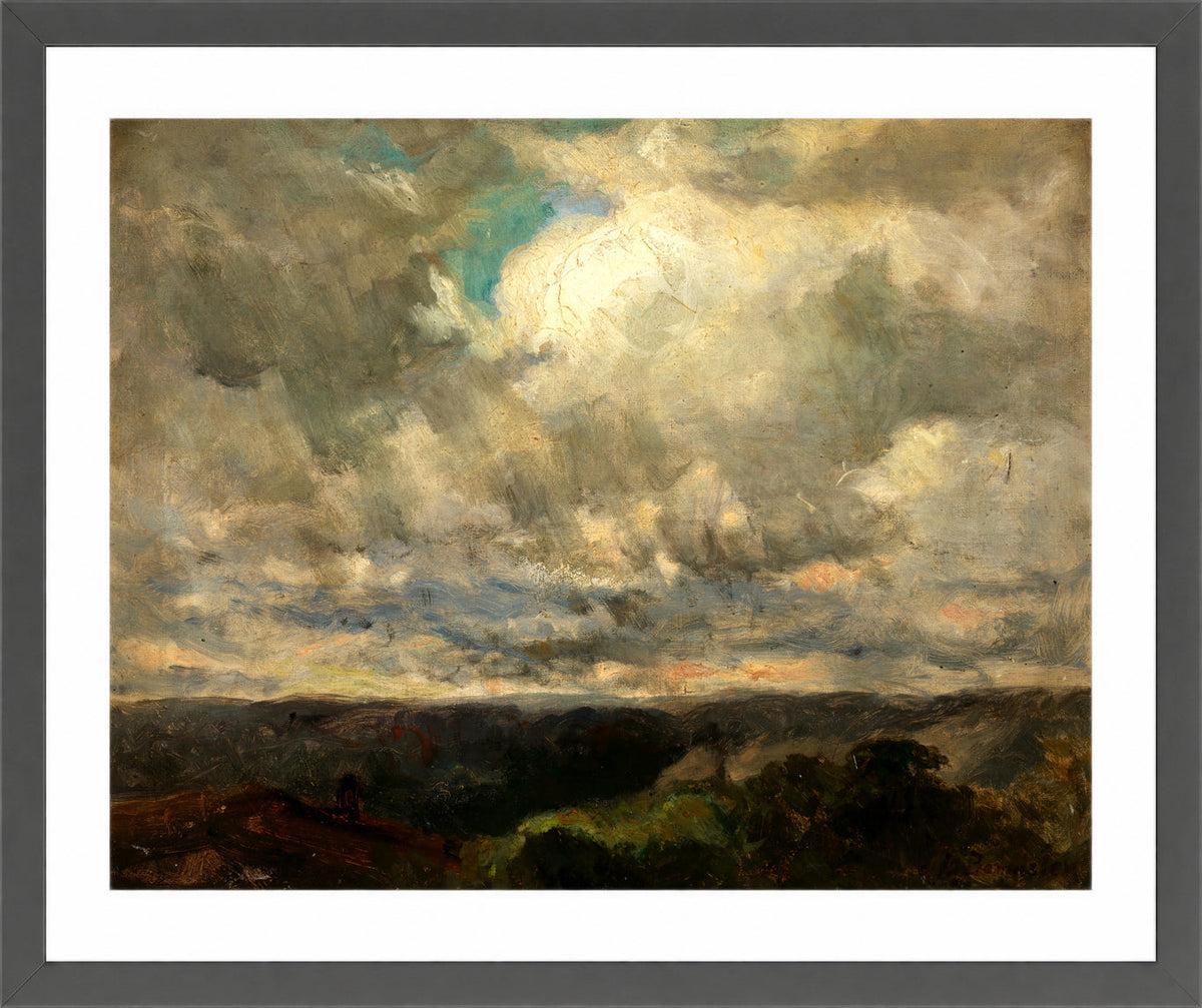 Edward Mitchell Bannister Print, Untitled (Landscape with a Cloudy Sky) — dark grey frame