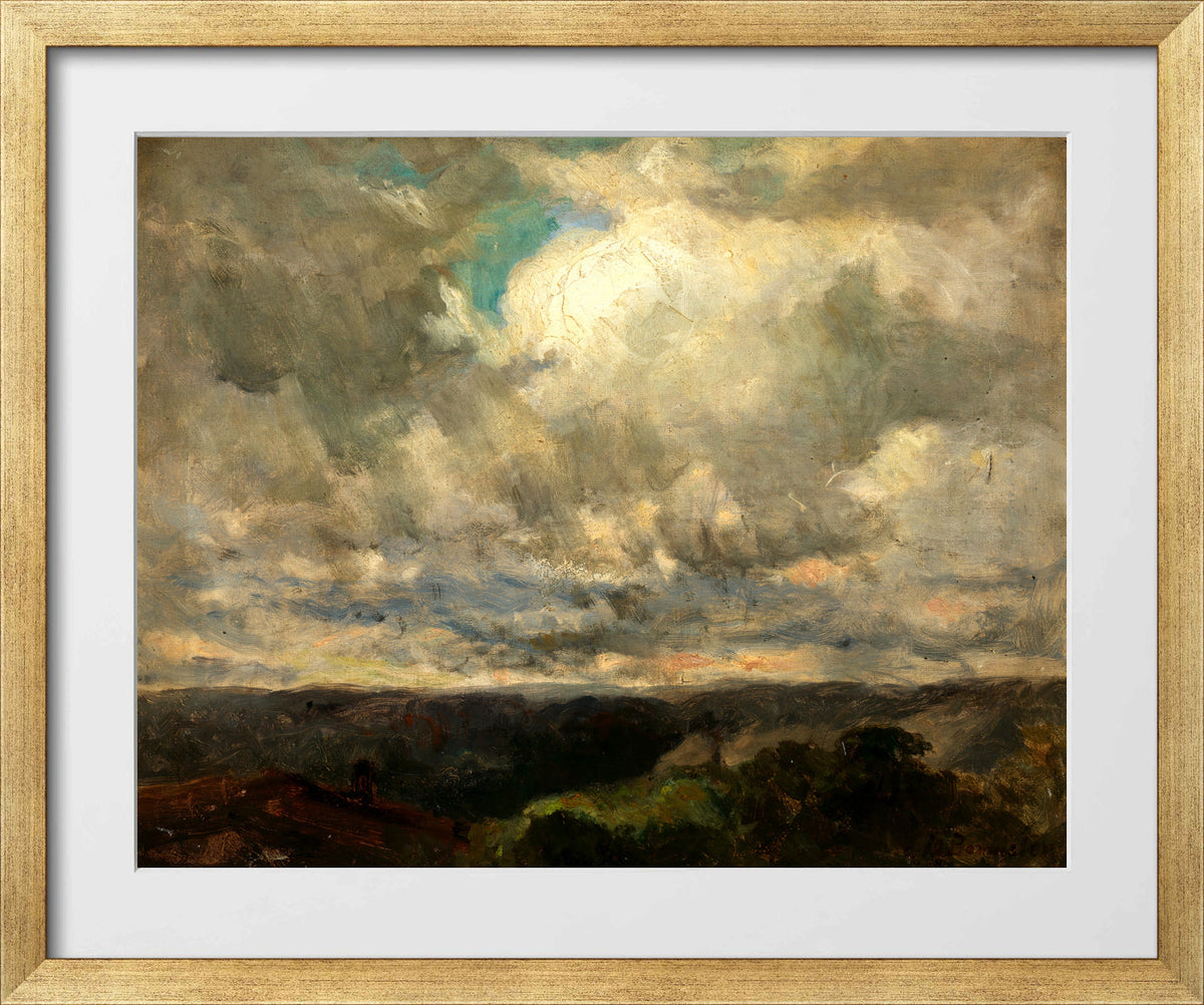 Edward Mitchell Bannister Print, Untitled (Landscape with a Cloudy Sky) — gold frame