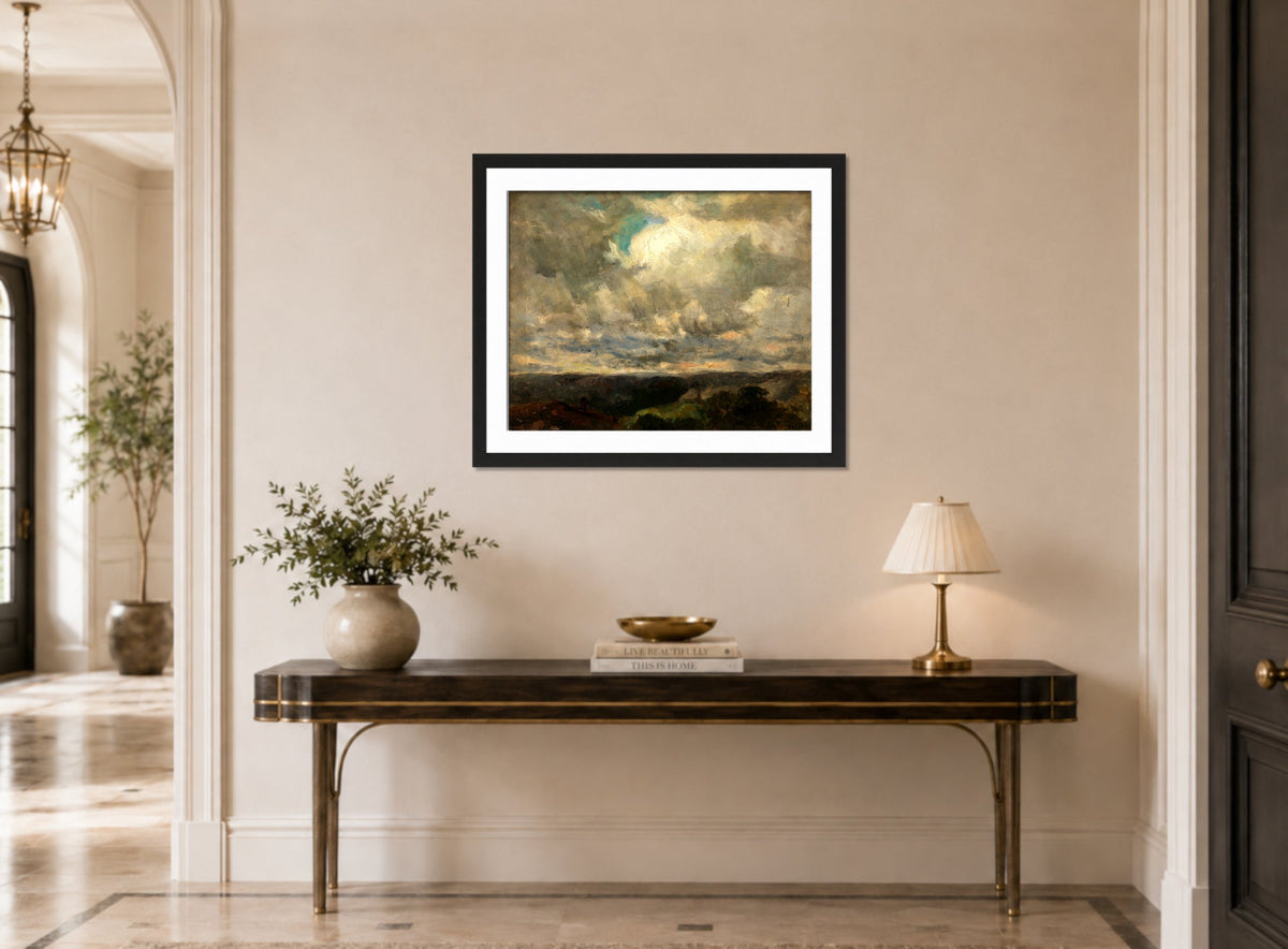 Edward Mitchell Bannister Print, Untitled (Landscape with a Cloudy Sky) — hallway