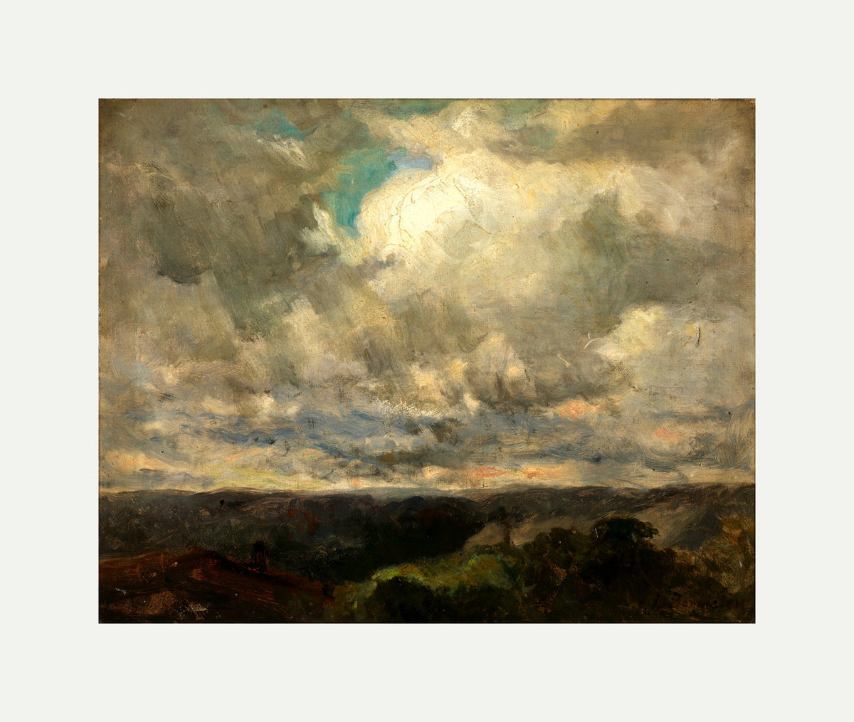 Edward Mitchell Bannister Print, Untitled (Landscape with a Cloudy Sky) — rolled canvas