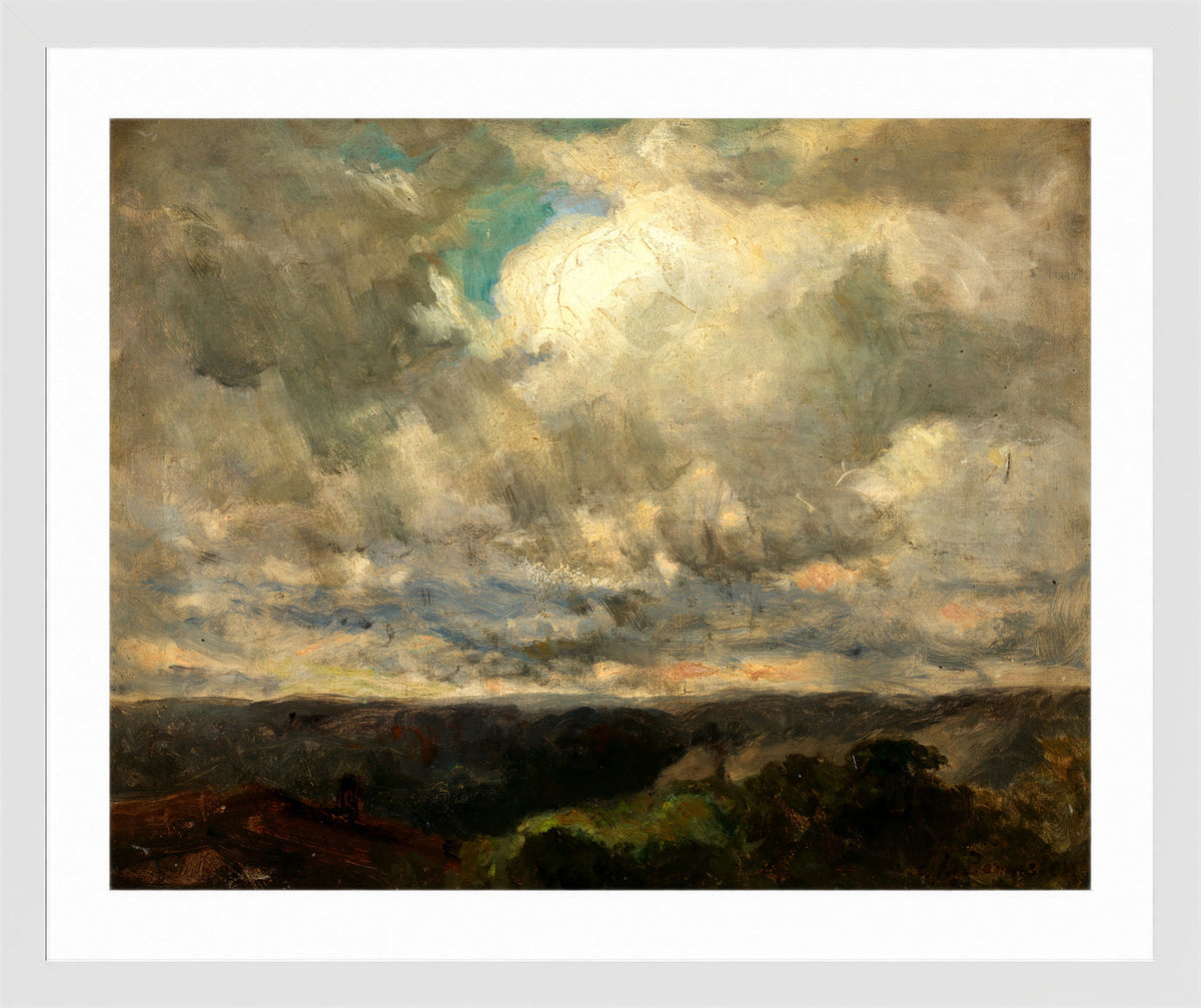 Edward Mitchell Bannister Print, Untitled (Landscape with a Cloudy Sky) — white frame
