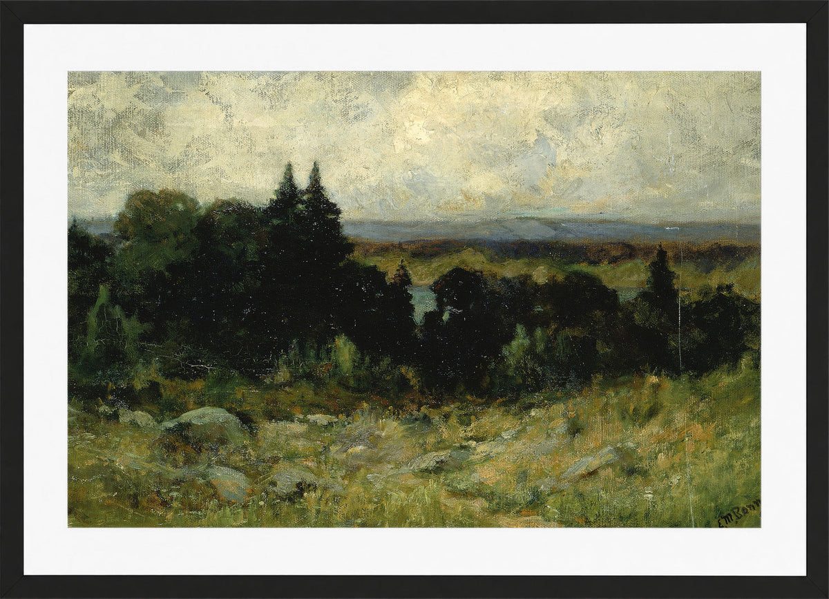 Edward Mitchell Bannister Print, Untitled (Fields with Rocks and Trees) (1893) — black frame